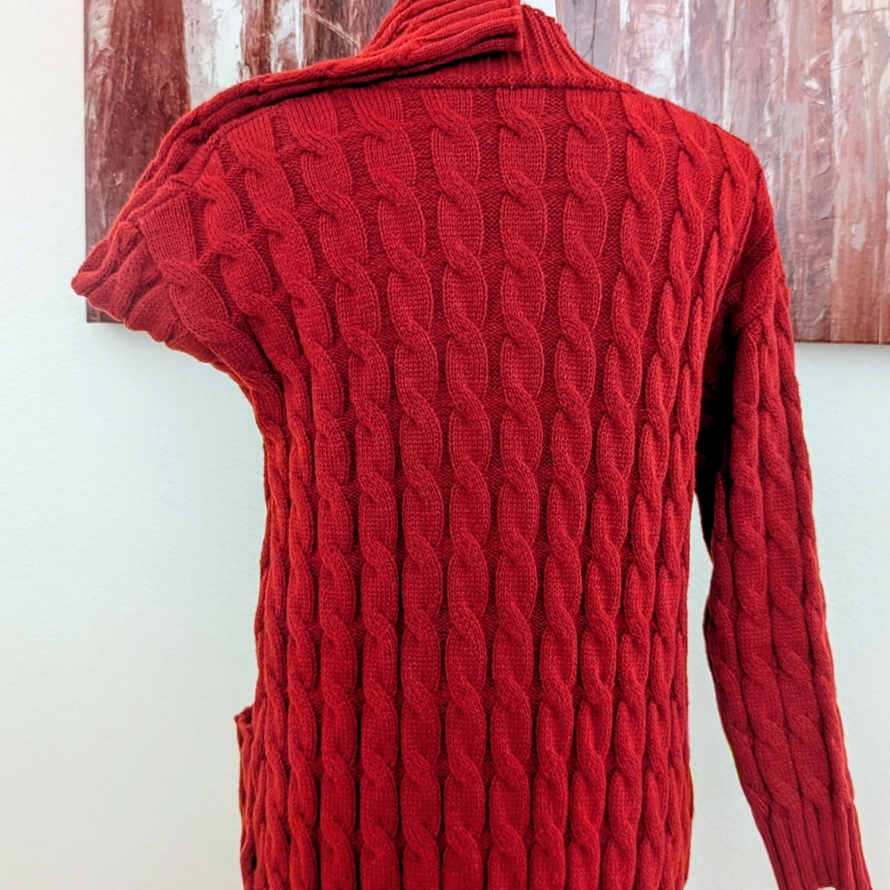 Elegant Red Open Front Cardigan - Picture 3 of 3